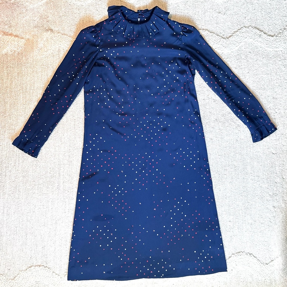 UMBA for PARNES FEINSTEIN Navy Silk Vintage Midi Dress